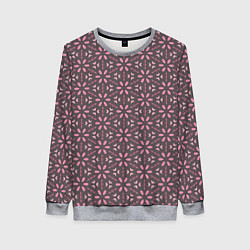Свитшот женский Шестиугольники с цветочными перекрестиями, цвет: 3D-меланж