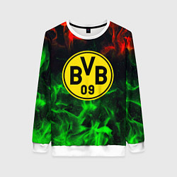 Свитшот женский Borussia красно зеленый огонь, цвет: 3D-белый