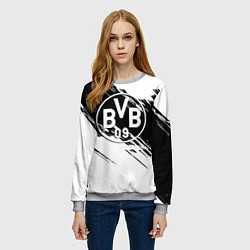 Свитшот женский Borussia черно белые полосы, цвет: 3D-меланж — фото 2