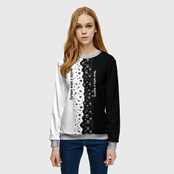 Свитшот женский Лучше вода у друга черно-белый узор, цвет: 3D-меланж — фото 2