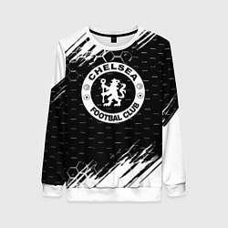 Свитшот женский Chelsea штрихи красок текстура, цвет: 3D-белый