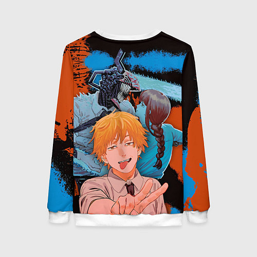 Женский свитшот Дэндзи и Макима из Человек бензопила / 3D-Белый – фото 2