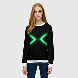 Свитшот женский Neon green lines, цвет: 3D-белый — фото 2