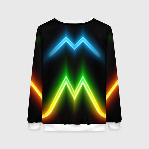Женский свитшот Neon multicolored lines / 3D-Белый – фото 2