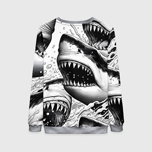 Женский свитшот Белая акула - стая / 3D-Меланж – фото 2