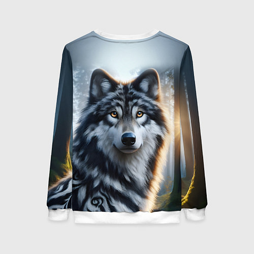 Женский свитшот Морда волка - Россия / 3D-Белый – фото 2