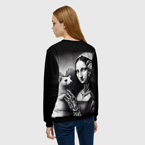 Женский свитшот Cecilia Gallerani - the lady with the ermine cyber / 3D-Черный – фото 4