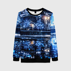 Свитшот женский Новогодняя ночная Москва, цвет: 3D-черный