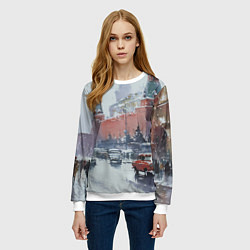 Свитшот женский Старинная Москва - новый год, цвет: 3D-белый — фото 2