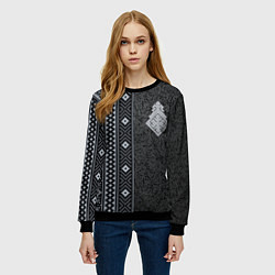 Свитшот женский Славянский орнамент с оберегом макошь, цвет: 3D-черный — фото 2