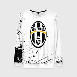Свитшот женский Ювентус черные краски всплеск, цвет: 3D-белый
