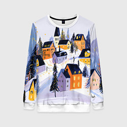 Женский свитшот Новогодние домики на горе