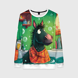 Женский свитшот Лошадь моется в ванной