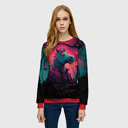 Свитшот женский Лошадь рок стиль, цвет: 3D-красный — фото 2
