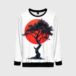 Женский свитшот Японское дерево и солнце