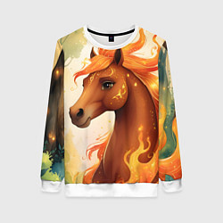 Свитшот женский Милая огненная лошадь, цвет: 3D-белый