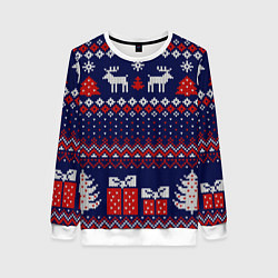 Женский свитшот Новогодний вязаный паттерн
