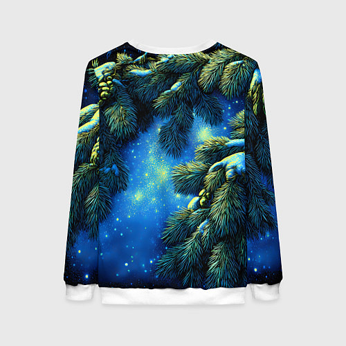 Женский свитшот Новогодние ветки елки / 3D-Белый – фото 2
