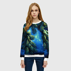 Свитшот женский Новогодние ветки елки, цвет: 3D-белый — фото 2