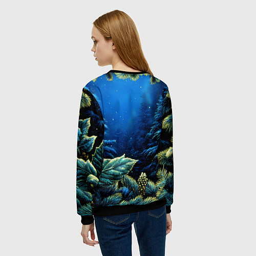Женский свитшот С новым годом - елочные ветки / 3D-Черный – фото 4