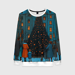 Женский свитшот Люди встречают новый год во дворе