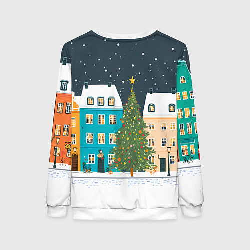 Женский свитшот Новогодний снежный город / 3D-Белый – фото 2
