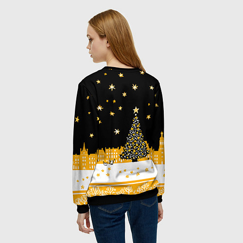 Женский свитшот Новый год в черно-желтом стиле / 3D-Черный – фото 4