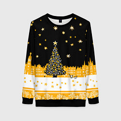 Женский свитшот Новый год в черно-желтом стиле