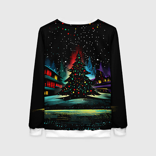 Женский свитшот Новый год на черном фоне / 3D-Белый – фото 2