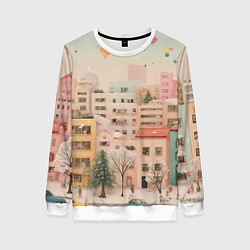 Женский свитшот Объемный новогодний город