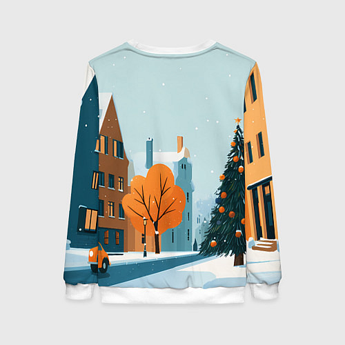 Женский свитшот Новогодняя улица / 3D-Белый – фото 2