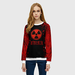 Свитшот женский Stalker - красное на черном, цвет: 3D-белый — фото 2