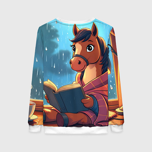 Женский свитшот Лошадка уютным вечером / 3D-Белый – фото 2