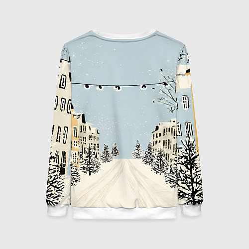 Женский свитшот Милая новогодняя лошадка с шарфом / 3D-Белый – фото 2