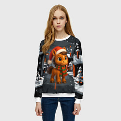 Свитшот женский Новогодняя лошадка 2026 год, цвет: 3D-белый — фото 2