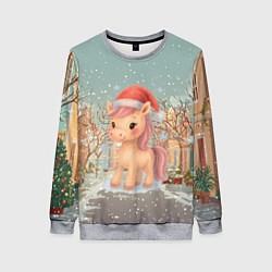 Женский свитшот Маленькая новогодняя милая лошадка