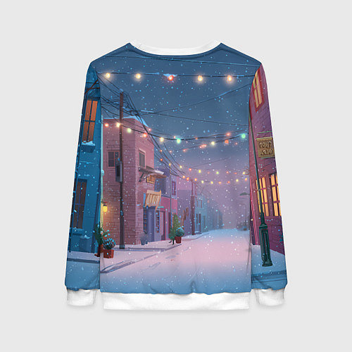 Женский свитшот Лошадка с новогоднем венком 2026 / 3D-Белый – фото 2