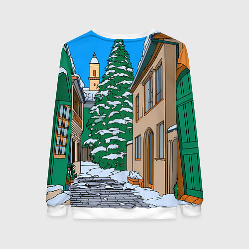 Женский свитшот Лошадка распаковывает новогодний подарок / 3D-Белый – фото 2