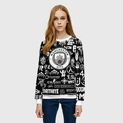 Свитшот женский Манчестер сити логотипы игр, цвет: 3D-белый — фото 2