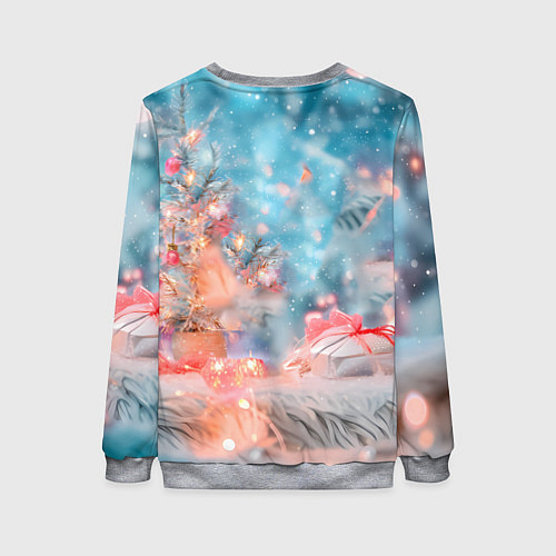 Женский свитшот Котенок и гирлянда из сердечек / 3D-Меланж – фото 2