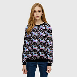 Свитшот женский Новогодние лошади y2k, цвет: 3D-черный — фото 2