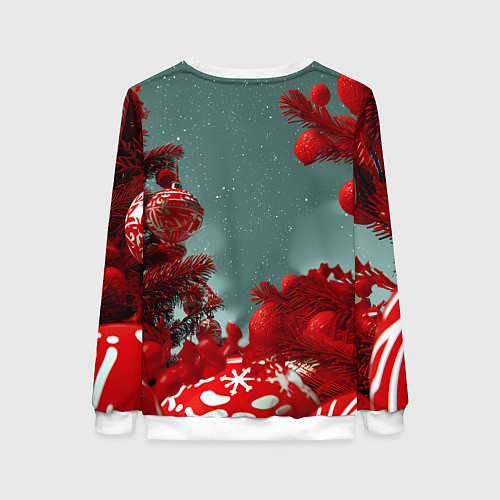 Женский свитшот Рыжий кот - Новый год / 3D-Белый – фото 2