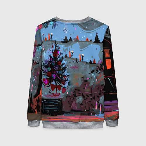 Женский свитшот Кошка празднует Новый год / 3D-Меланж – фото 2