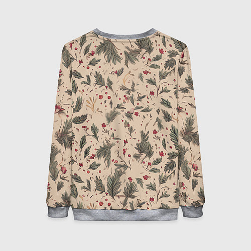 Женский свитшот Новогодняя лошадка на фоне елочных веток / 3D-Меланж – фото 2