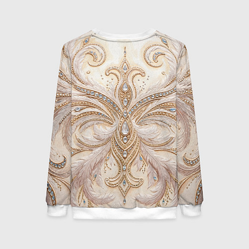 Женский свитшот Перламутровый орнамент с перьями / 3D-Белый – фото 2