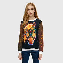 Свитшот женский Новогодняя мандариновая лошадь, цвет: 3D-белый — фото 2