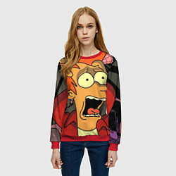 Свитшот женский Frai Horrified, цвет: 3D-красный — фото 2