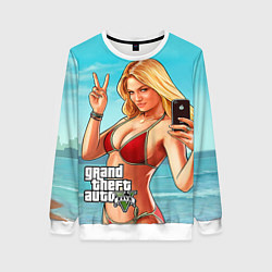 Свитшот женский GTA 5: Selfie Girl, цвет: 3D-белый