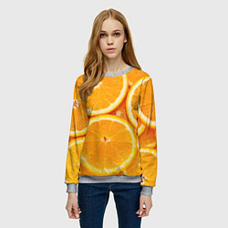 Свитшот женский Апельсин, цвет: 3D-меланж — фото 2