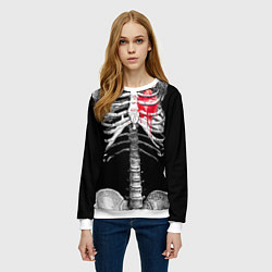 Свитшот женский Скелет с сердцем, цвет: 3D-белый — фото 2